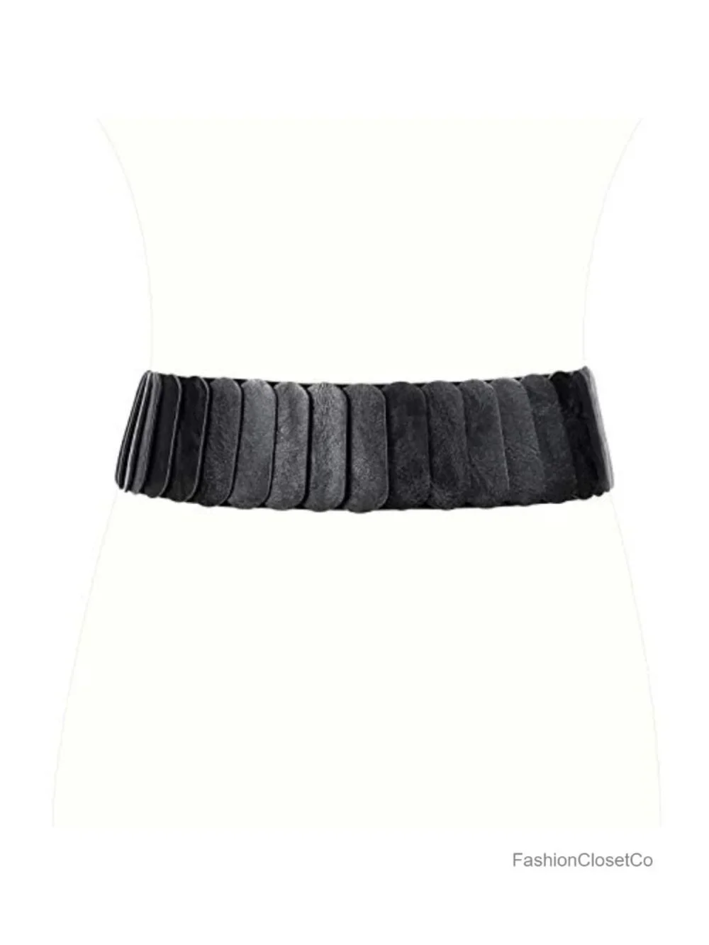 Vintage Wide Elastic Waist Belt Faux Leather Stretch Waistband for Dresses
